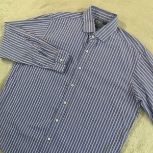 Vintage Polo Ralph Lauren Westerton Shirt Men Large Blue Red Striped Preppy